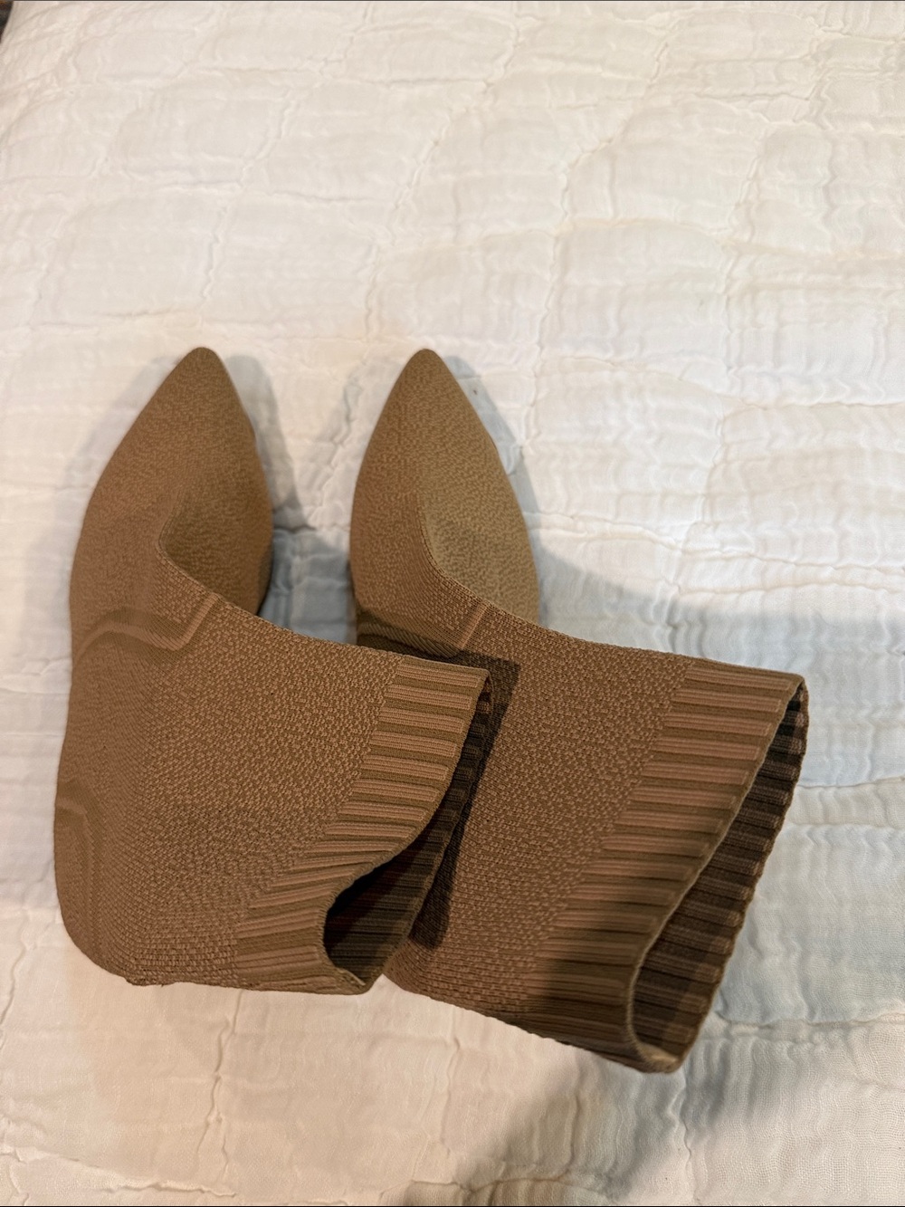 Cosy Island Brown Knit Pointed-Toe Sock Booties